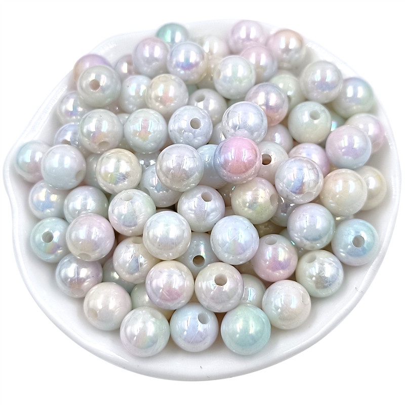 Set 50 Hạt Tròn Hai Màu 8 / 10mm Làm Trang Sức Thủ Công DIY Thời Trang