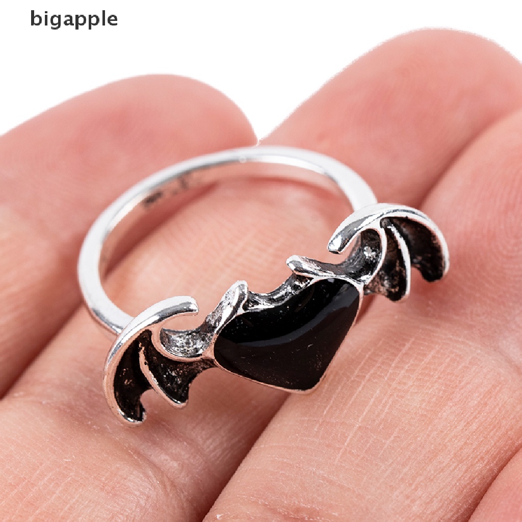 Nhẫn Họa Tiết Cánh Quỷ / Trái Tim Độ Bóng Cao Độc Đáo Thời Trang