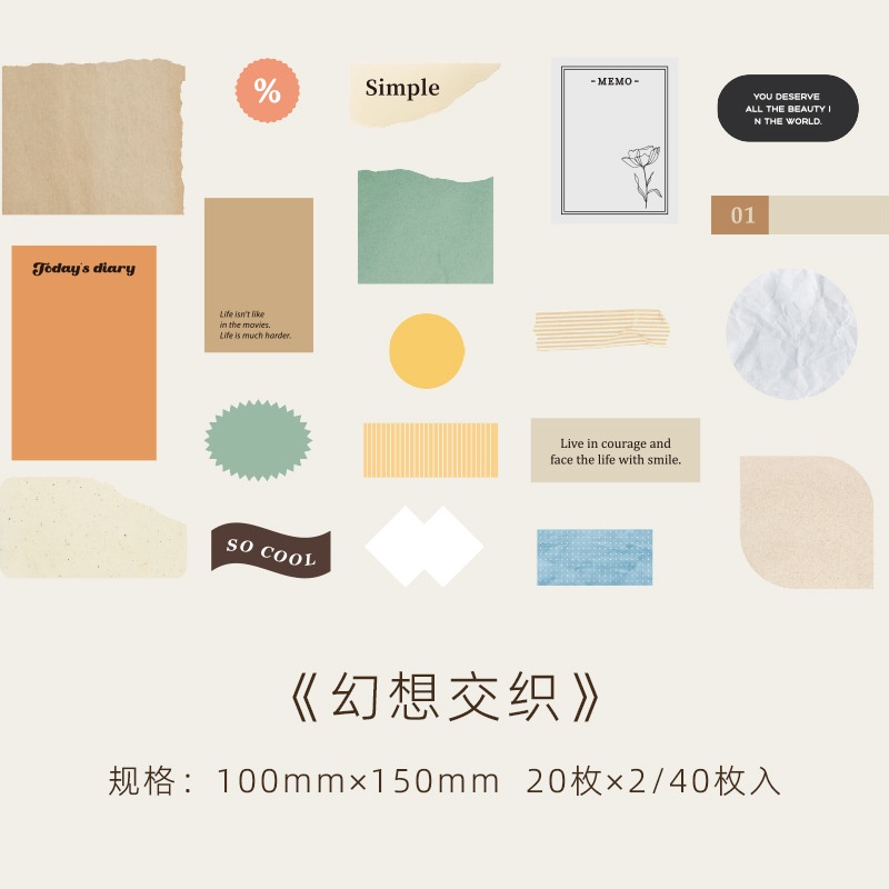 Bộ 40 Tấm Sticker Dán Trang Trí Sổ Tay Đơn Giản Xinh Xắn