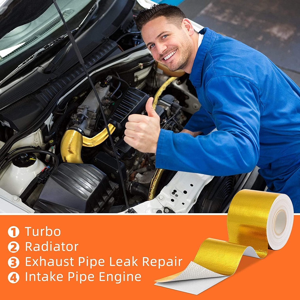 Cuộn Băng Keo Lá Nhôm Cách Nhiệt 5M Dán Đầu Ống Pô Xe Hơi Xe Máy