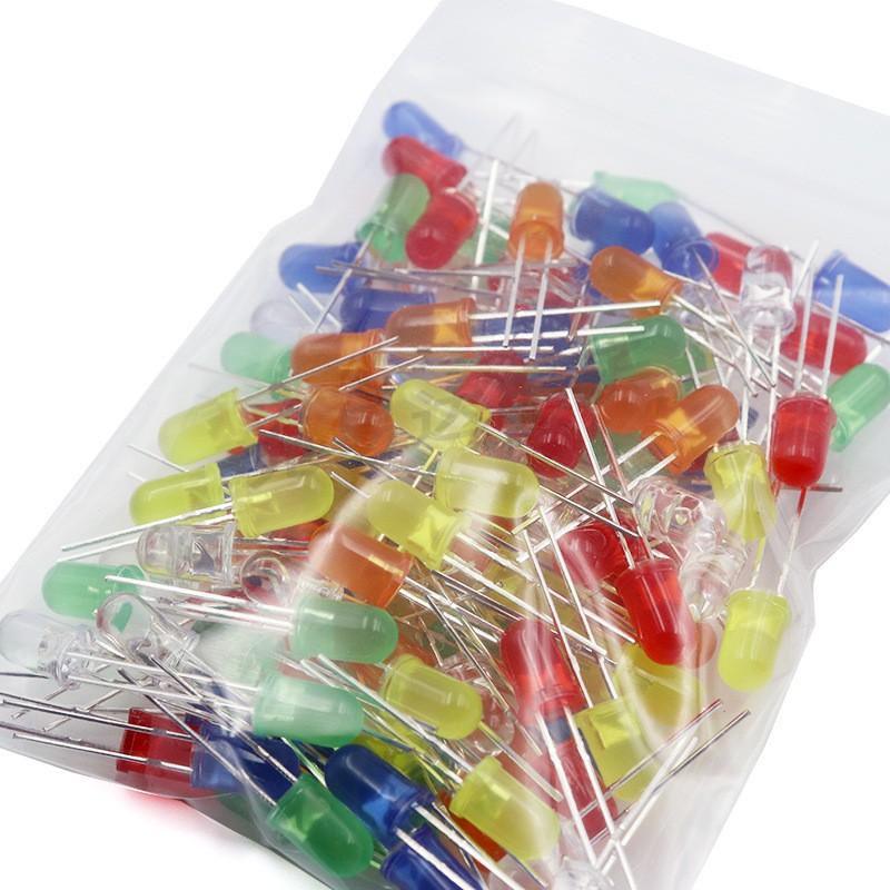 Gói 120 Cái Đi-Ốt LED  Phát Sáng 5mm Đỏ, Vàng, Lục, Trắng, Xanh Dương Và Cam