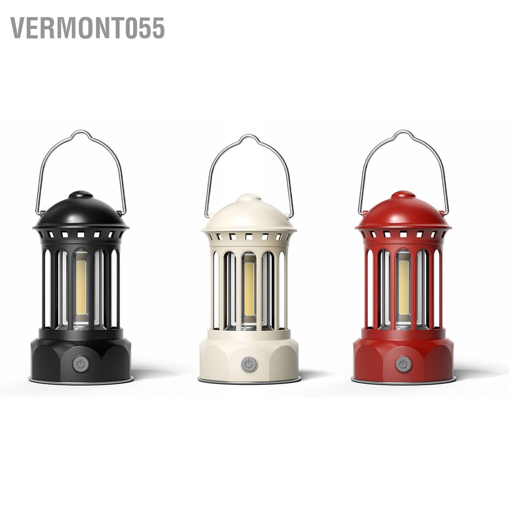 Có thể bán buôn Đèn Lồng Cắm Trại COB Retro ABS Sắt Mạ Chrome Di Động Cho Câu Cá Ngoài Trời Vermont055 Hàng giao ngay
