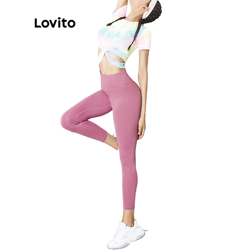 (Vật phẩm thiết yếu) Quần Thể Thao Lưng Cao Màu Trơn Thời Trang Legging Mùa Hè