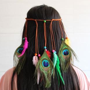 Băng Đô Cài Tóc Đính Lông Vũ Phong Cách Bohemia