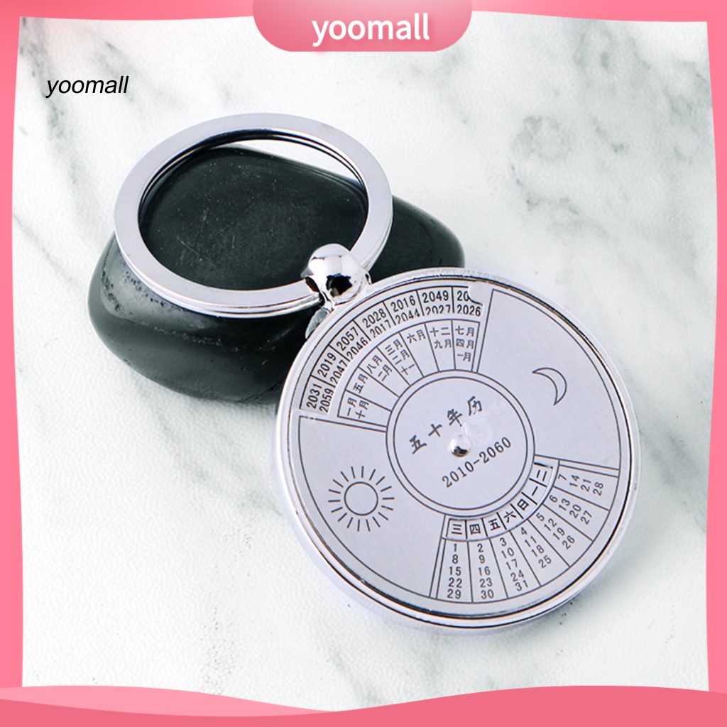 Yo / Lịch Treo Chìa Khóa Trong Suốt 50 Năm Khắc Hình Mặt Trăng Mặt Trời Thủ Công Bằng Thép Không Gỉ Tinh Tế Nhân Vật Trung Quốc Làm Quà Tặng