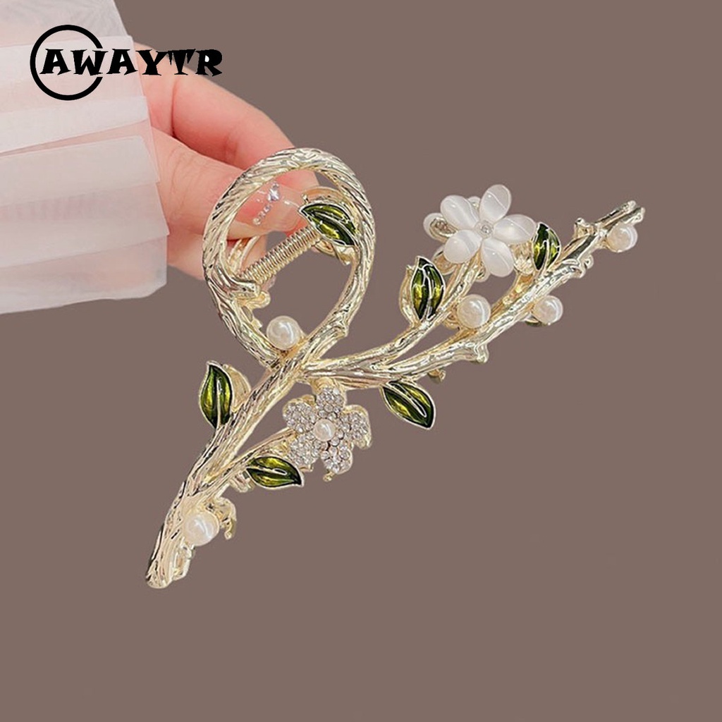 Kẹp tóc hình hoa đính đá mặt trăng 13.5cm xinh xắn cho nữ