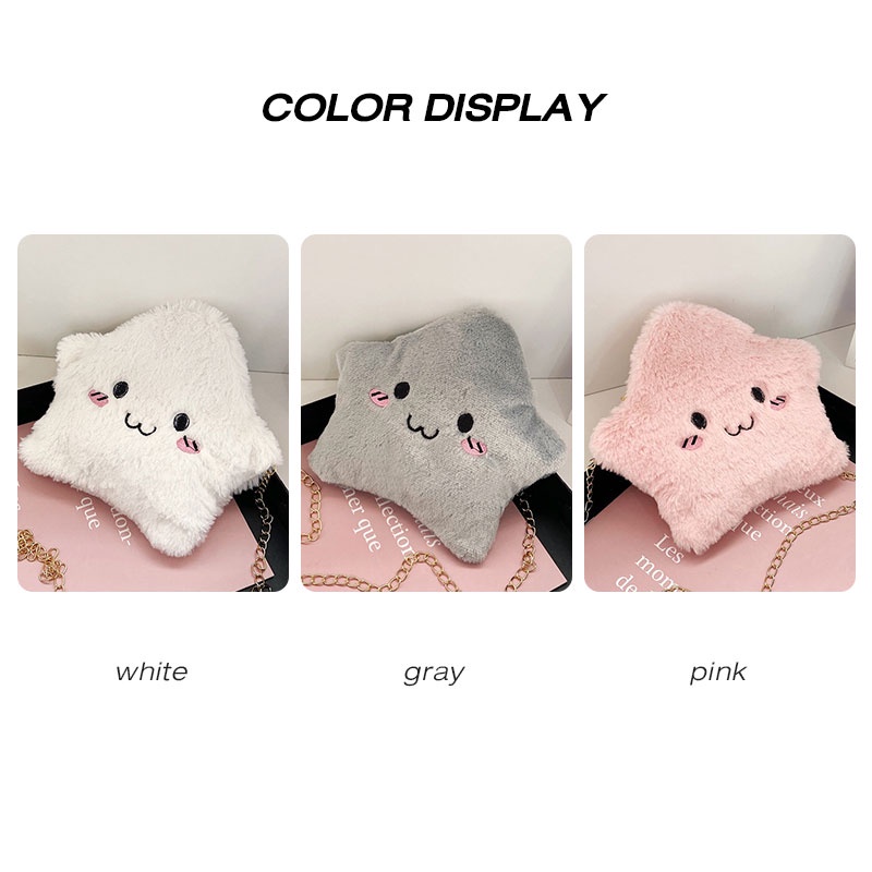 Túi Đeo Chéo Bằng Nhung Lông Phối Dây Xích Dễ Thương Dành Cho Trẻ Em