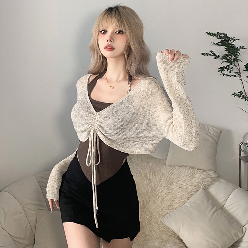 Kliou 2023 Mới Áo Khoác Hai Mảnh Trong Suốt Màu Trơn Cá Tính Dễ Phối Đồ Thời Trang 2023