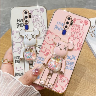 Ốp lưng OPPO A9 2020 OPPO A5 2020 TPU 3D Giá đỡ gấu bạo lực vỏ điện thoại di động Trường hợp siêu mỏng mạ mềm Trường hợp chống sốc 3D Ốp Điện OPPO A9 2020 OPPO A5 2020