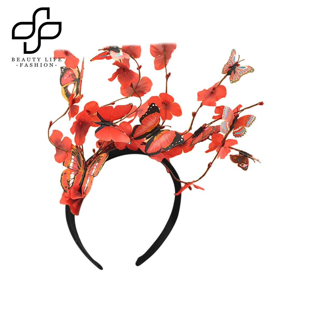 Băng Đô Cài Tóc Bằng Nhựa Họa Tiết Bướm Ba Chiều Sáng Tạo