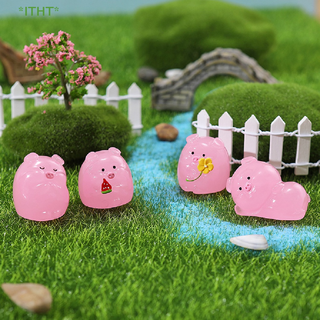 Mô Hình Chú Heo Mini Bằng Nhựa Phát Quang Độc Đáo Trang Trí Sân Vườn Mới