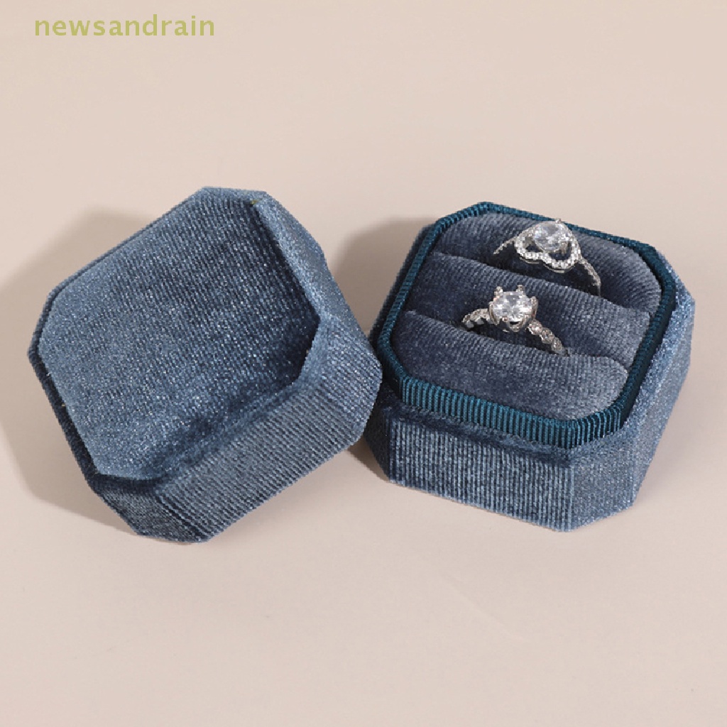 Hộp Đựng Trang Sức Hình Bát Giác Bằng Vải Nhung Kẻ