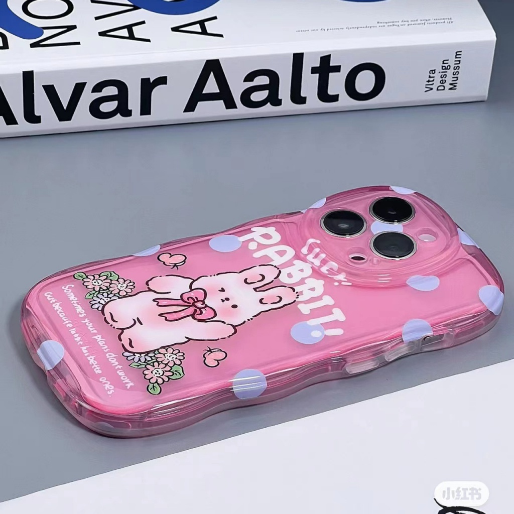 ✅Ốp Điện Thoại Mềm Chống Sốc Họa Tiết Chấm Bi / Thỏ Hồng 3UML Cho iPhone14promax 13 / 11 12 / 7 / 8