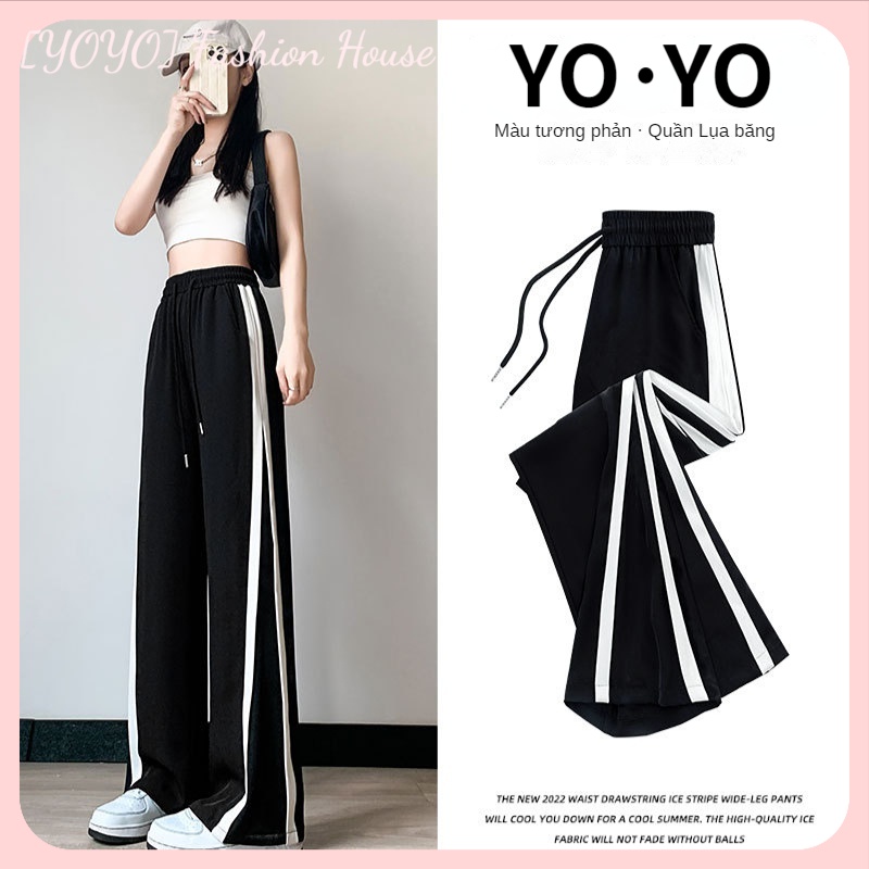 Quần Thể Thao Ống Rộng Dáng Suông Nhỏ Màu Đen Phong Cách Mới Thời Trang Mùa Hè Dành Cho Bạn Nữ
