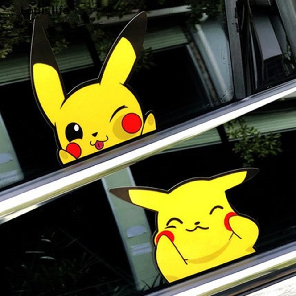 Bộ 2 Đề Can Hình Pikachu Đáng Yêu Chống Nước Dán Cửa Sổ Xe Hơi