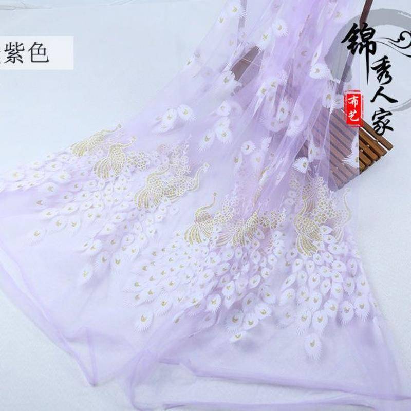 Vải Gạc Màu Đồng Hình Chim Công 150 * 100CM Trang Trí Váy Cưới