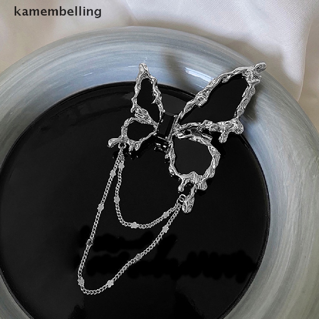 Trâm Cài Áo Hình Bướm Phối Dây Xích Kim Loại Thời Trang Cho Nam Và Nữ