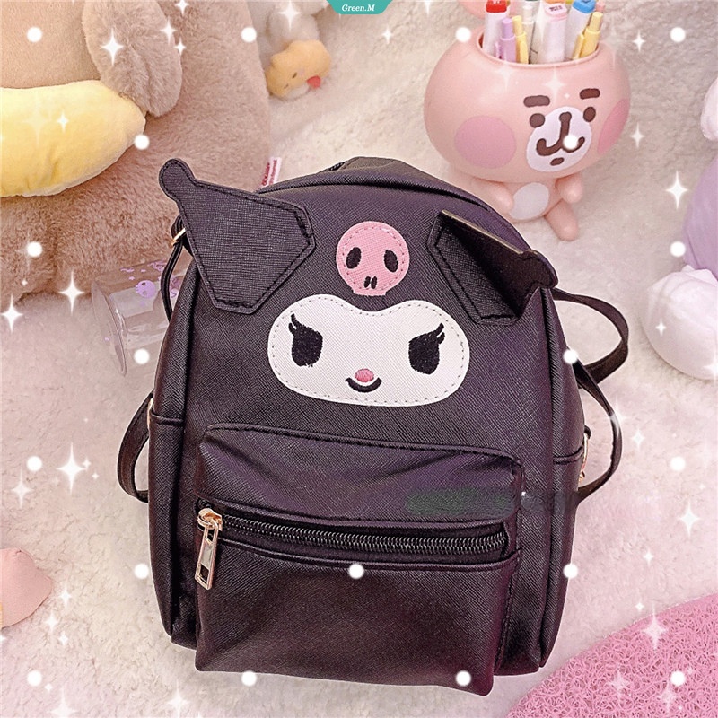 Sanrio Balo Da PU Đeo Vai Họa Tiết Hoạt Hình Mymelody Kuromi Cinnamoroll PompomPurin Nhật Bản Đáng Yêu Cho Bé Gái
