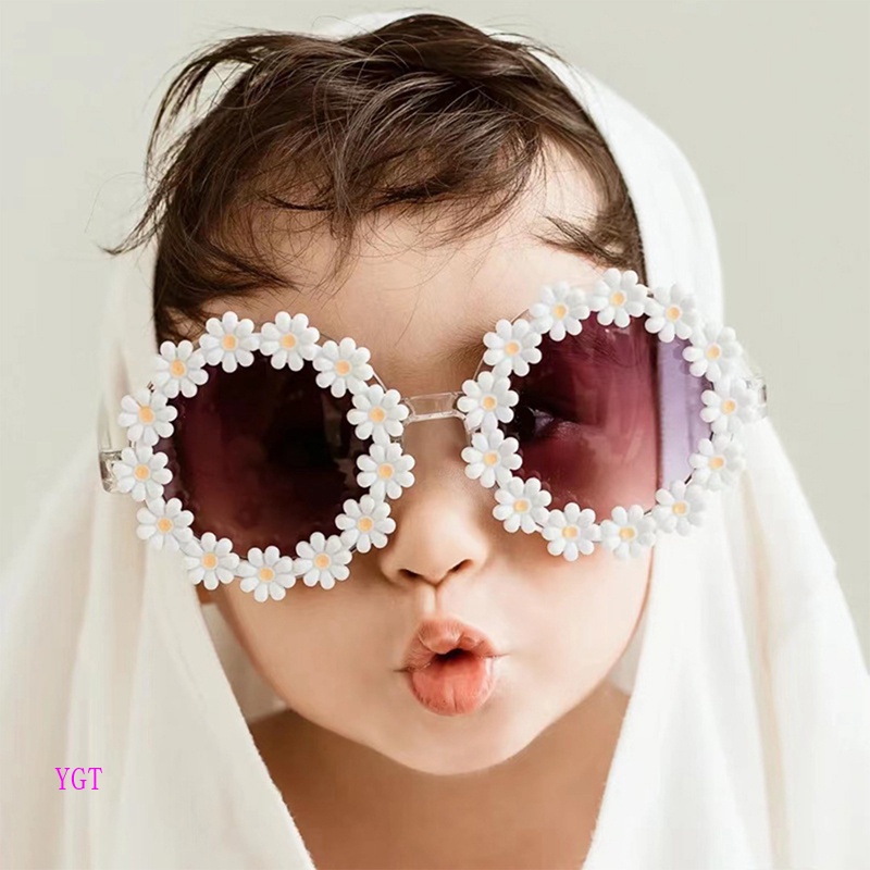 Kính Mát Tròn Chống Tia UV400 Họa Tiết Hoa Thời Trang Cho Bé Trai Và Gái