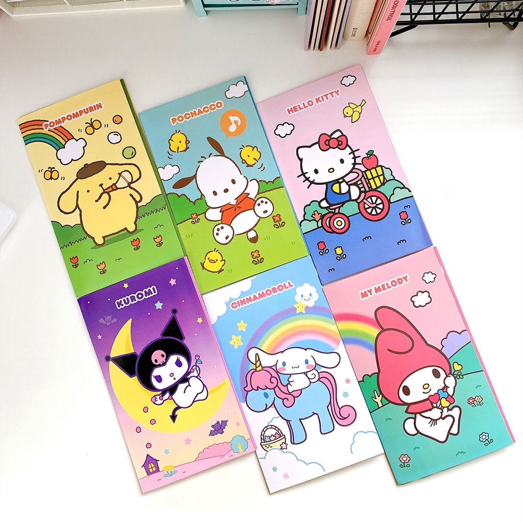 SANRIO Bộ 3 Tấm Sticker Kuromi Cinnamoroll Dễ Thương Trang Trí Sổ Tay DIY