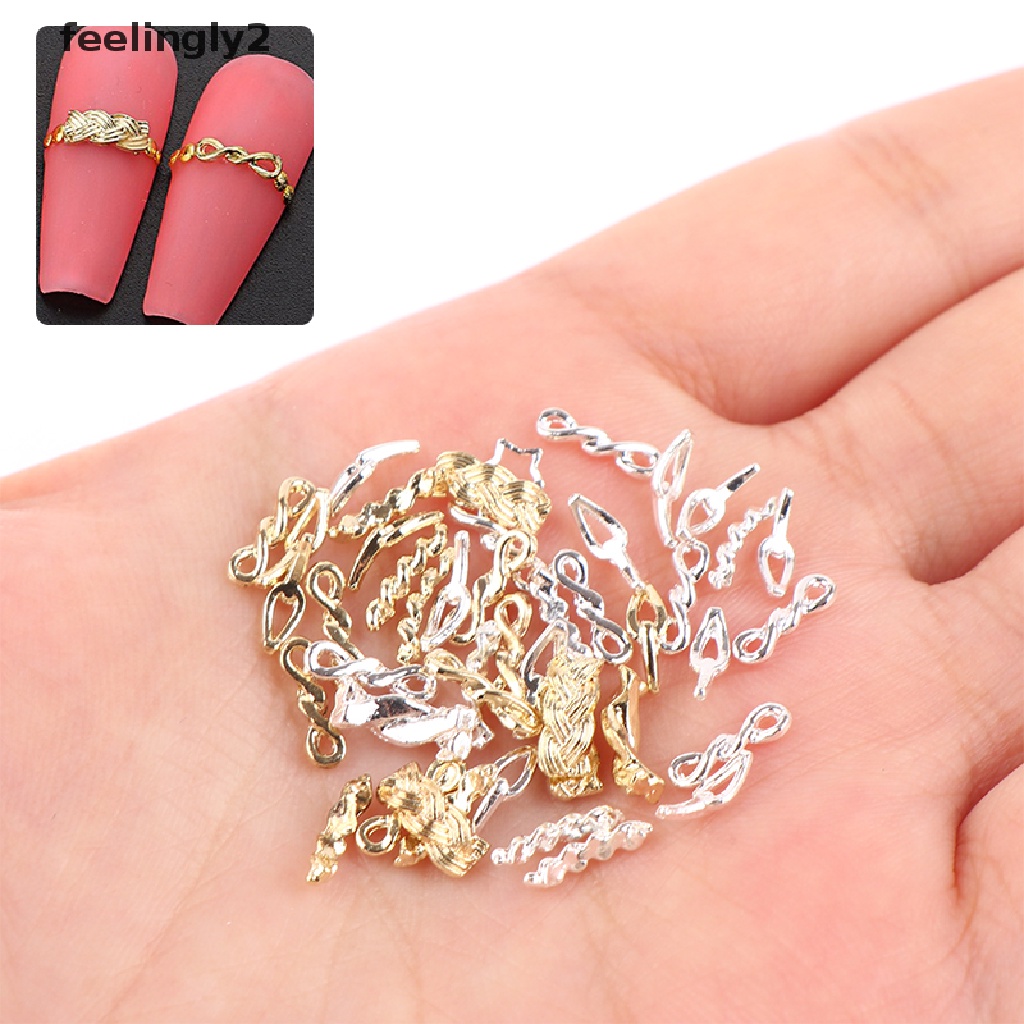 Set 10 / 20 Dây Xích Kim Loại Màu Vàng / Bạc Trang Trí Móng Nghệ Thuật DIY