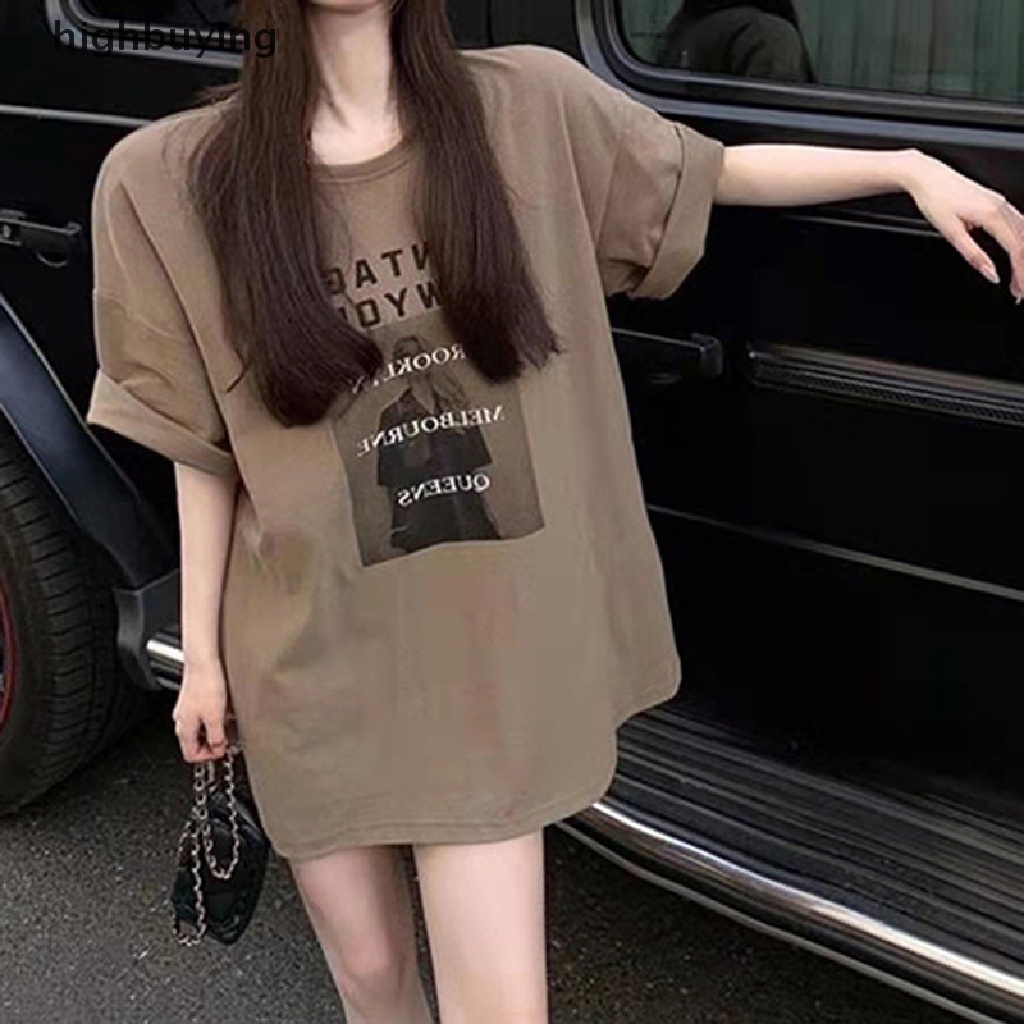 Áo Thun Tay Ngắn Cổ Tròn In Họa Tiết Phong Cách Harajuku Đường Phố Cho Nữ