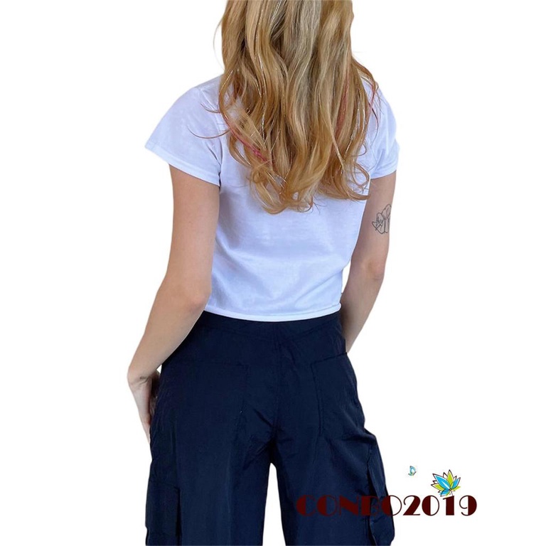 Áo Thun Tay Ngắn Cổ Tròn In Họa Tiết Chữ Thời Trang Mùa Hè Cho Nữ