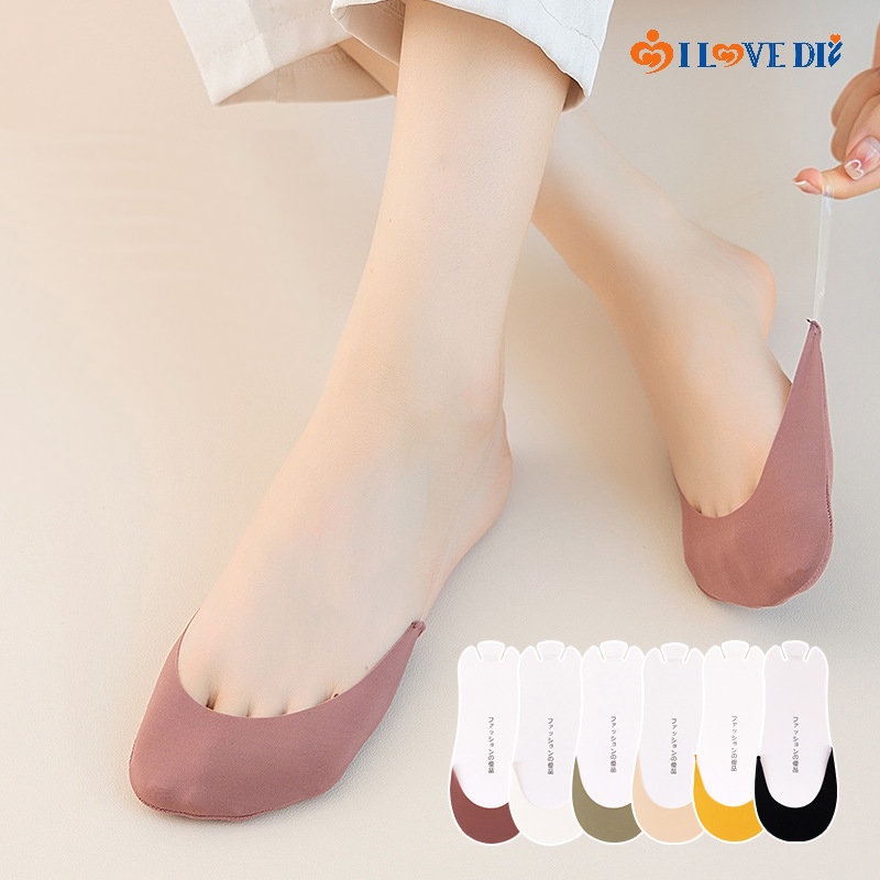 Vớ Thuyền Ngắn Bằng Lụa Lạnh Mỏng Vô Hình Thoáng Khí Thoải Mái Chống Trượt Mùa Hè Cho Nữ