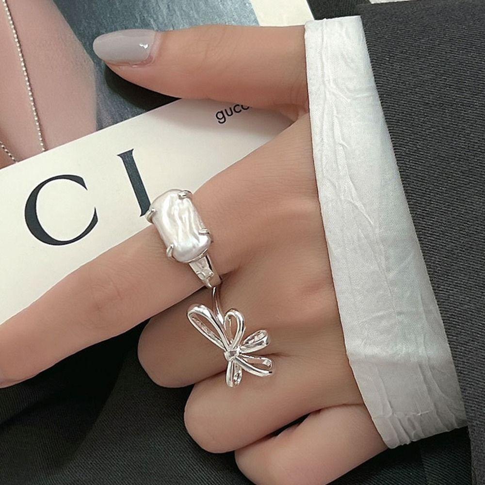 Nhẫn Hở Hình Nơ Phong Cách Hàn Quốc Cổ Điển Thời Trang Dành Cho Nữ