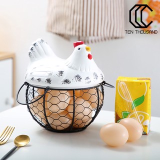 [TT]☼Egg Storage Basket Chicken Shape Decoration Iron Anti-slip Egg Storage Container for Kitchen