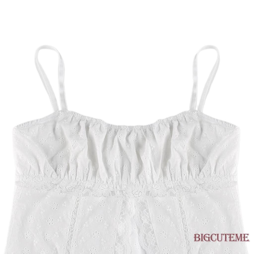 [] - Áo Croptop Hai Dây Cổ Thuyền Họa Tiết Hoa Xẻ Tà Màu Trắng Cho Nữ