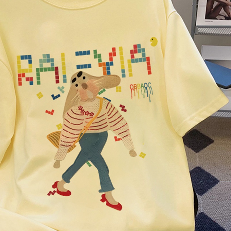 NRVP Áo Thun 100% Cotton Ngắn Tay Form Rộng Phong Cách Hàn Quốc Dành Cho Nữ