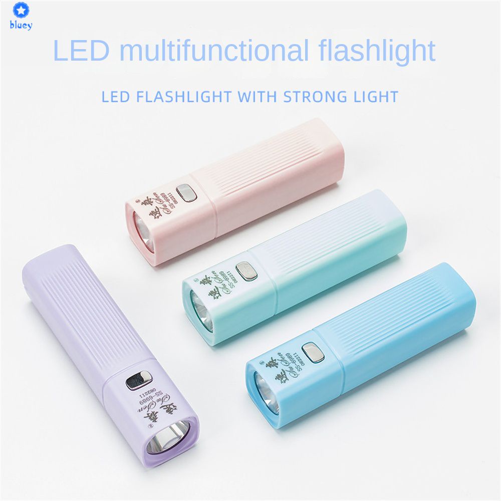 Đèn Pin Nhỏ Ánh Sáng Mạnh Led Đèn Chiếu Sáng Khẩn Cấp Gia Dụng Nguồn Sáng Bốn Bánh Đèn Pin Mini Cứu Hộ Ngoài Trời Sos Bùng Nổ 【Bluey】