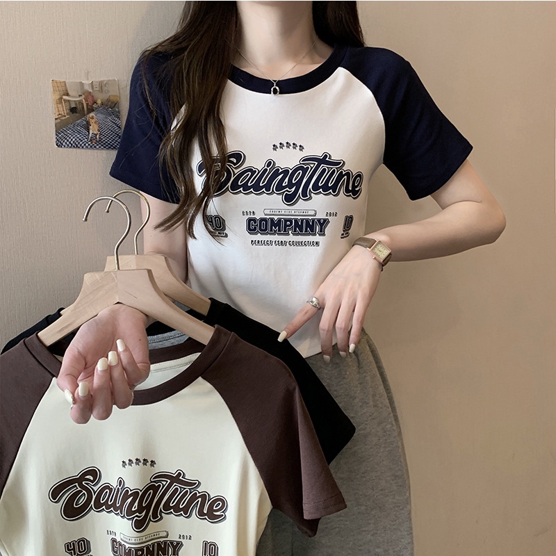 COZOKC Áo Thun Ngắn Tay Dáng Ôm Thời Trang Vintage Cá Tính