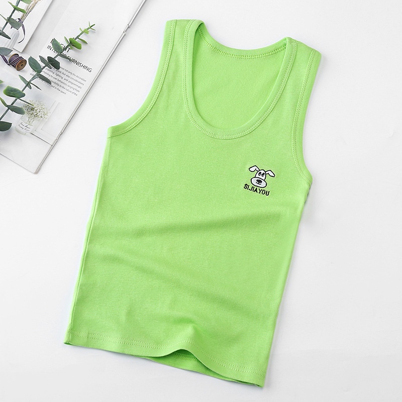 Áo Ba Lỗ Thêu Chữ I Màu Sắc Kẹo Ngọt Thời Trang Cho Bé Trai Và Gái 100-160cm
