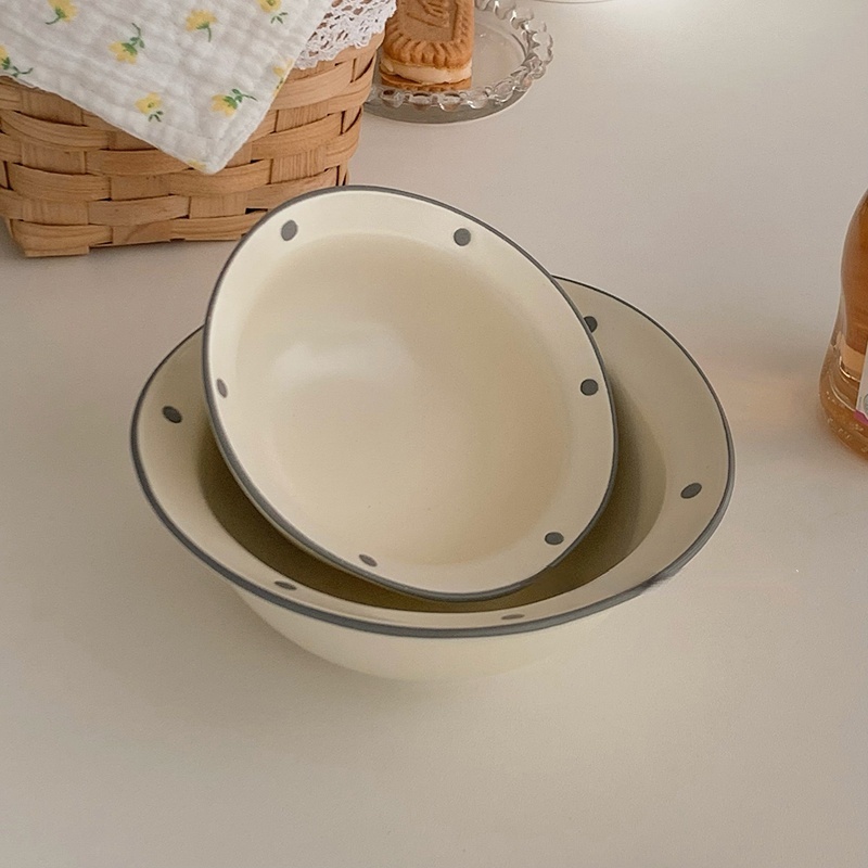 Bát Gốm Nhỏ Chấm Bi Màu Nhám Phong Cách Hàn Quốc ins Ăn Tráng Miệng / Salad