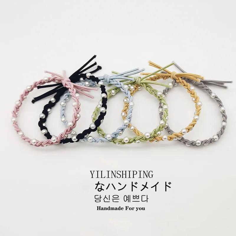 Dây cột tóc thắt bím kèm châu tròn trắng nhẹ nhàng nàng thơ đơn giản cho nữ CT26