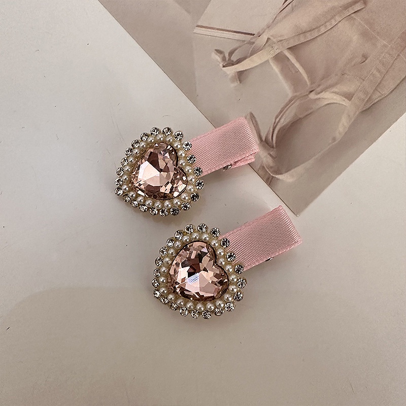 Kẹp Tóc Mỏ Vịt Đính Đá Chữ Love Màu Hồng Ngọt Ngào Dễ Phối Đồ Phong Cách Hàn Quốc Cho Nữ