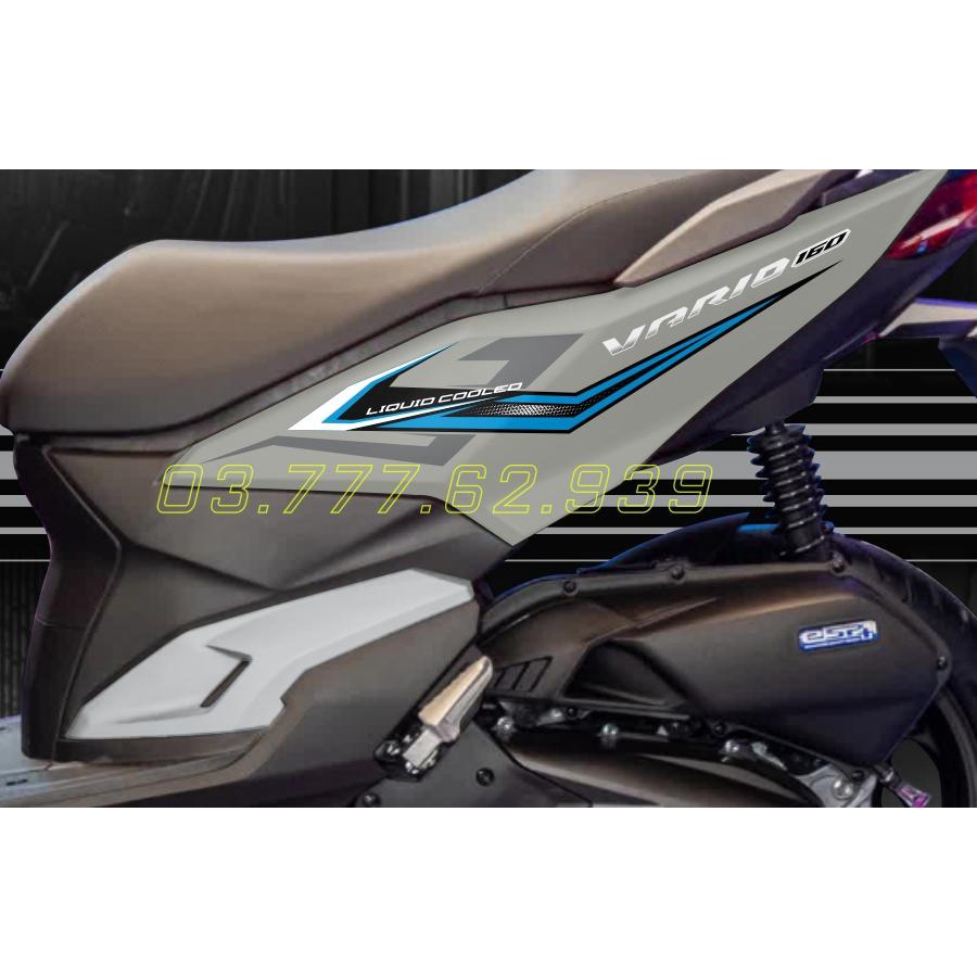 Tem rời Vario 160 xe xám xi măng - tem xanh đen đơn giản - tem cao cấp không bay màu