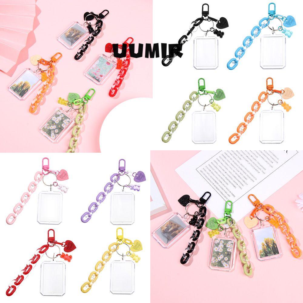 Bao đựng thẻ UUMIR phối chuỗi xích acrylic màu kẹo ngọt đeo balo/ móc khóa