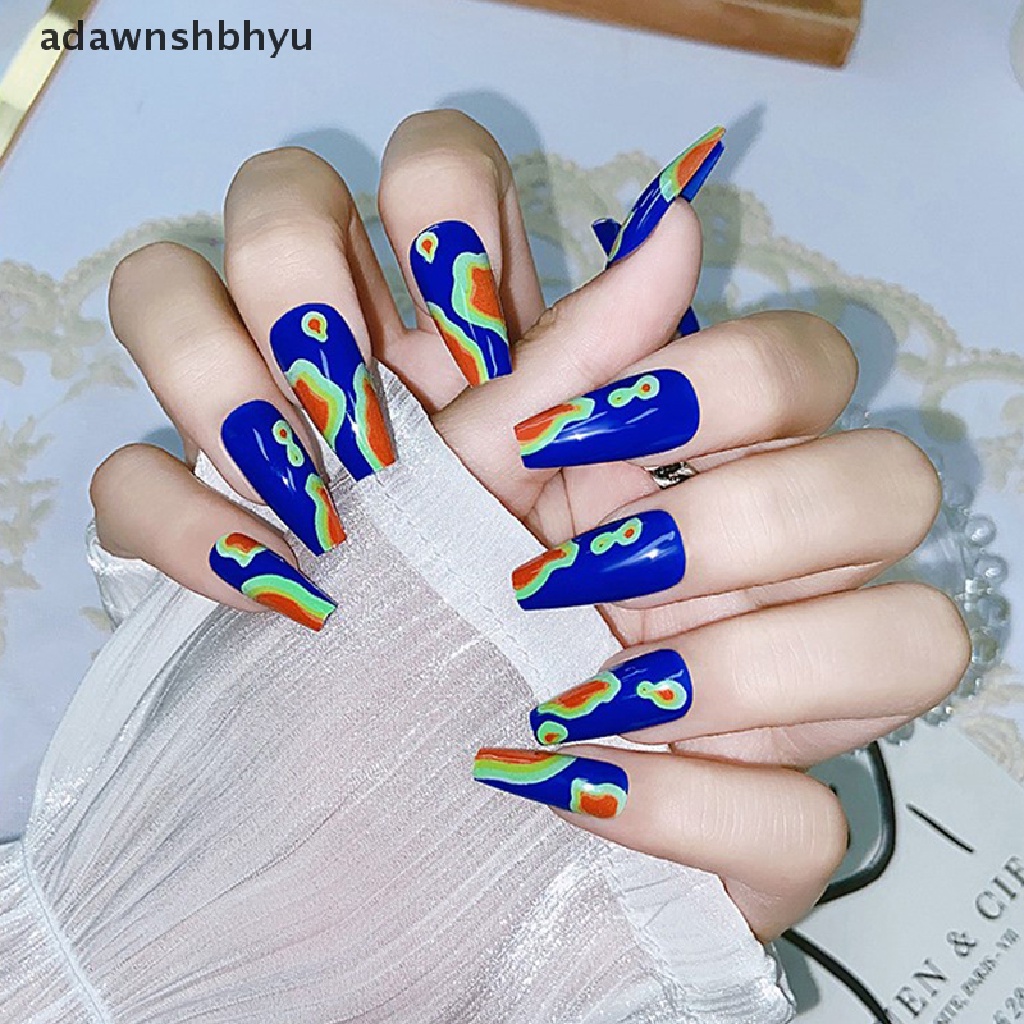 Bộ 24 Móng Tay Giả Màu Gradient Cực Quang Dùng Để Múa Ba Lê