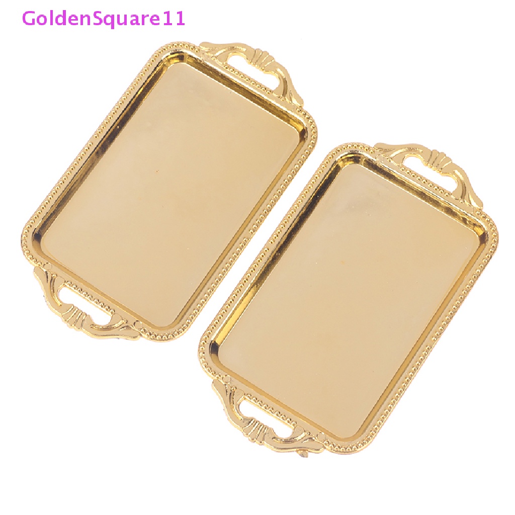 Set 2 Khay Trà Mini Bằng Nhựa Màu Vàng Dùng Trang Trí Nhà Búp Bê