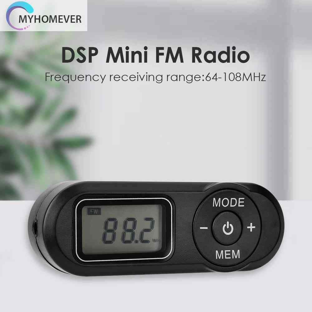 Máy Nghe Đài FM Mini Màn Hình LCD Kỹ Thuật Số Có Thể Sạc Lại Tiện Dụng