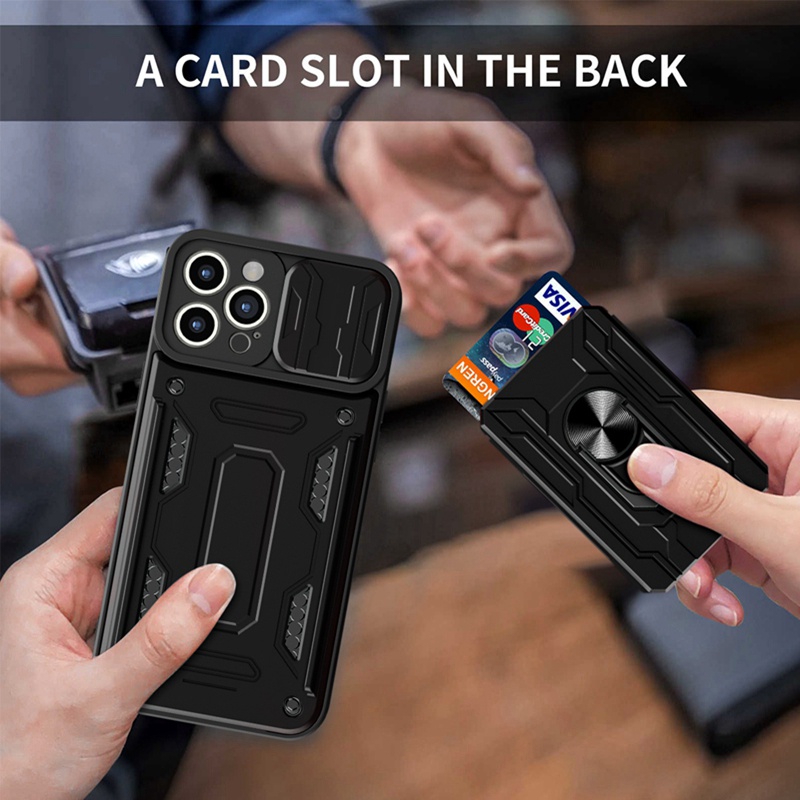 Ốp Điện Thoại Dạng Giáp Có Ngăn Đựng Thẻ Cho Xiaomi Redmi 11A 10 Note 11PRO 11 Pro 4G 5G 11S Mi 11T 12T Pro 12TPro