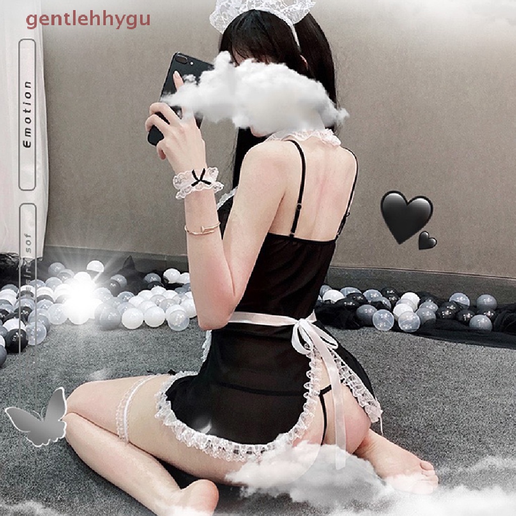 Bộ Đồ Hóa Trang Cô Hầu Gái Phối Ren Đính Nơ Gợi Cảm