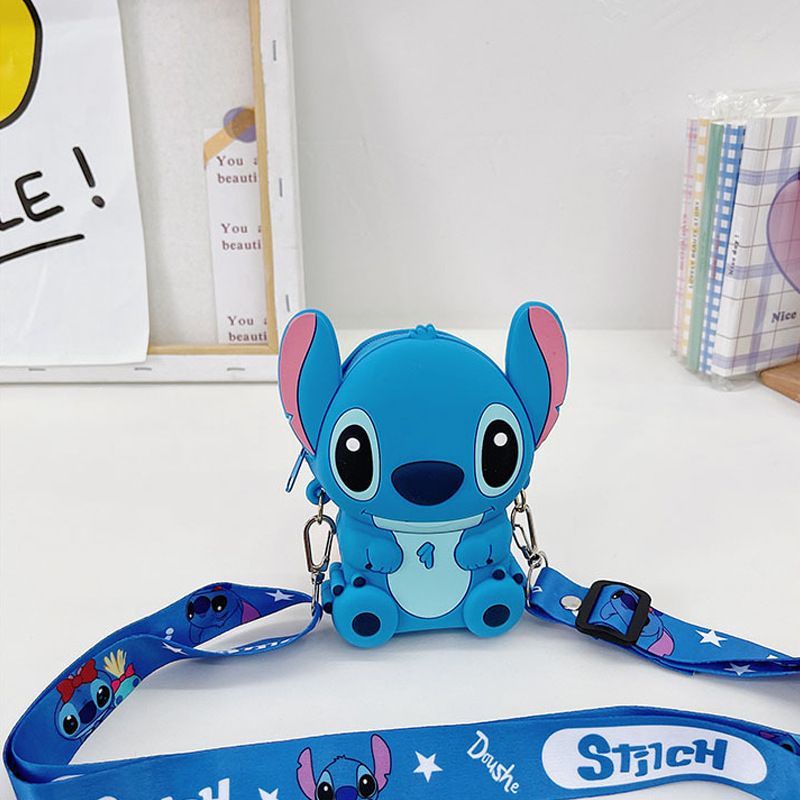 Túi Đeo Vai Mini Bằng Silicon Hình Mickey Minnie Mickey stitch Hello Kitty Dino Pikachu