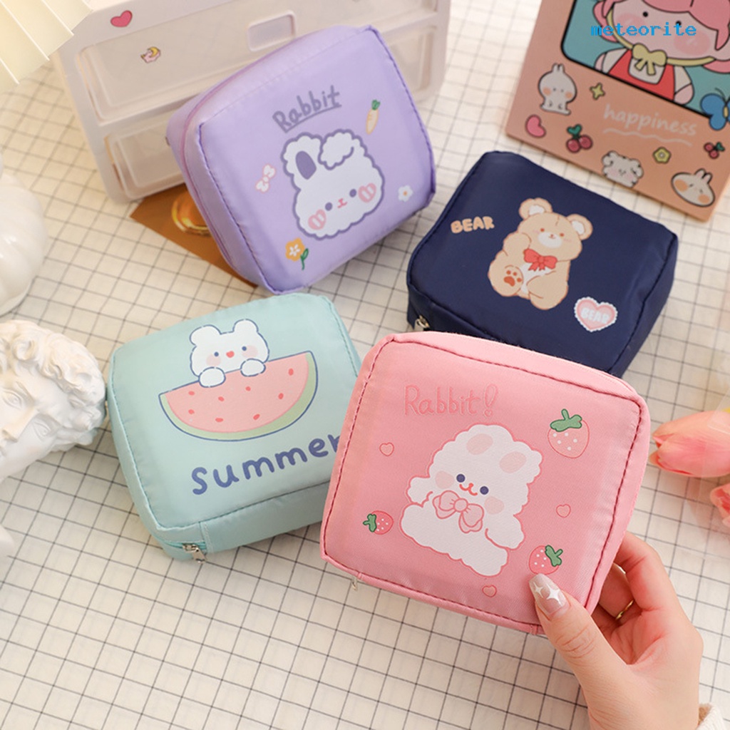 Túi Đựng Băng Vệ Sinh Mini Chống Bụi Thiết Kế Khóa Kéo Giặt Được Họa Tiết Hoạt Hình Dễ Thương