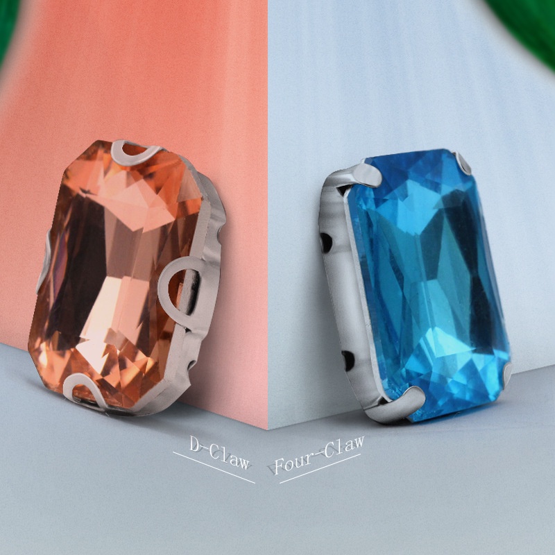 Đá Pha Lê Hình Bát Giác Có Móng Vuốt Bạc Dùng Làm Trang Sức Thủ Công DIY