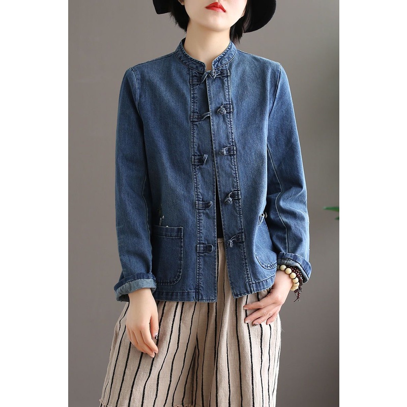 Áo Sơ Mi Phối Khóa Đĩa Phong Cách Cao Bồi Thời Trang Xuân Hè Cá Tính