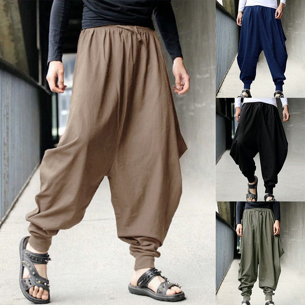 Quần Baggy Hakama Dáng Rộng Phong Cách Hippy Nhật Bản Thường Ngày Cho Nam